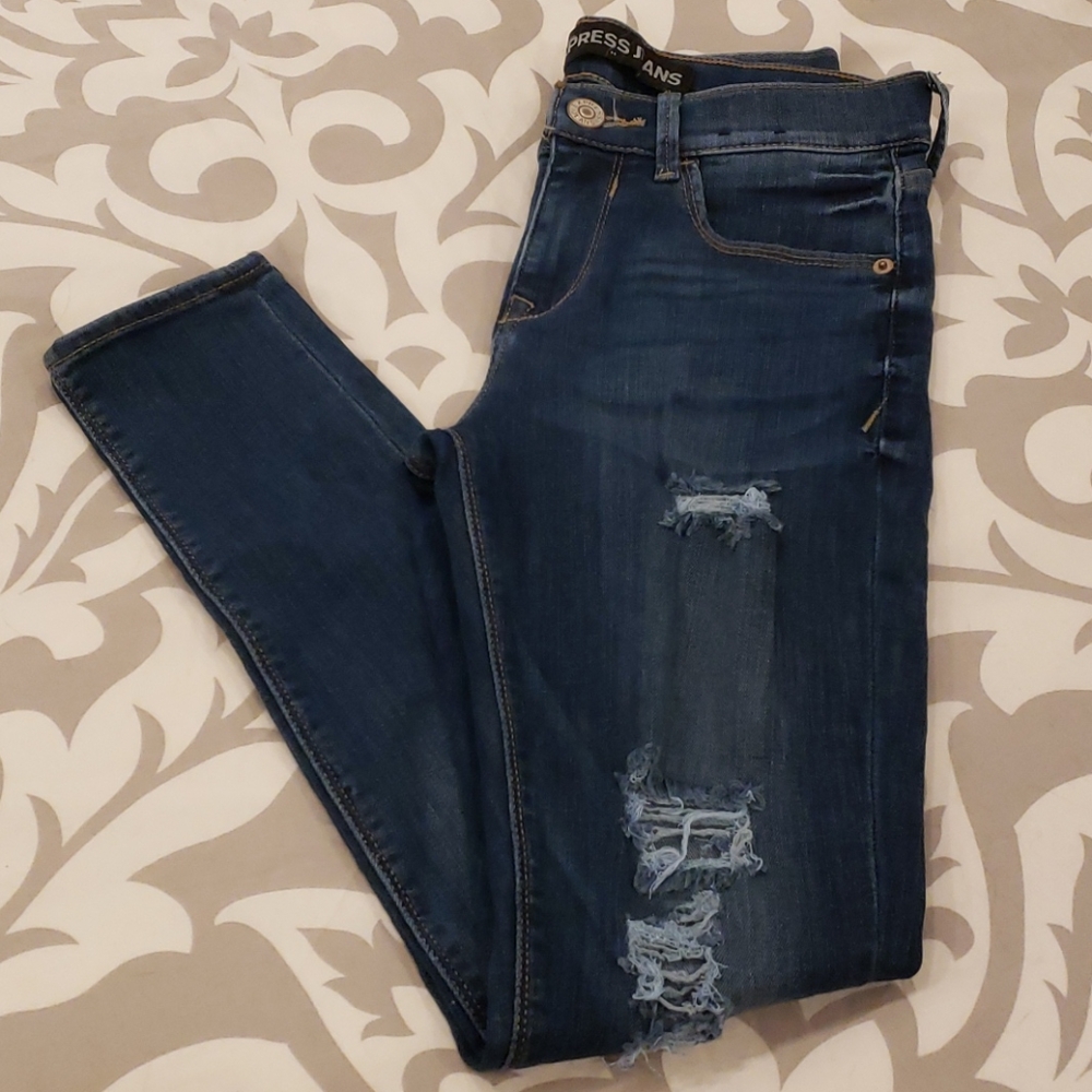 Express ripped skinny jeans